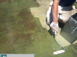 大阪市福島区 屋上防水 プライマー塗布作業