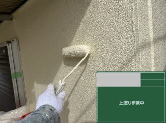 大阪市天王寺区 外壁塗装 上塗り施工