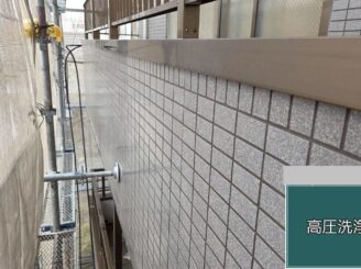 大阪市大正区 外壁タイル洗浄完了 塗装前準備
