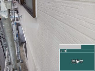大阪市福島区 外壁高圧洗浄中 外壁塗装工事