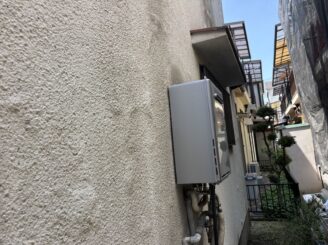 大阪市西淀川区 外壁塗装前 モルタル外壁膨れ 現地調査