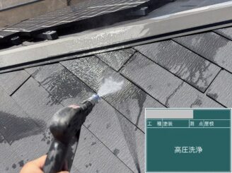 大阪市住之江区 外壁塗装 高圧洗浄中 サイディング外壁