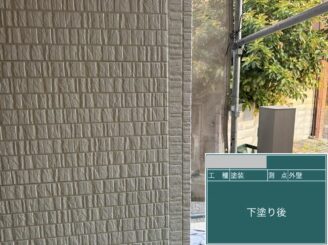 大阪市住之江区 外壁塗装 下塗り完了 外壁塗り替え