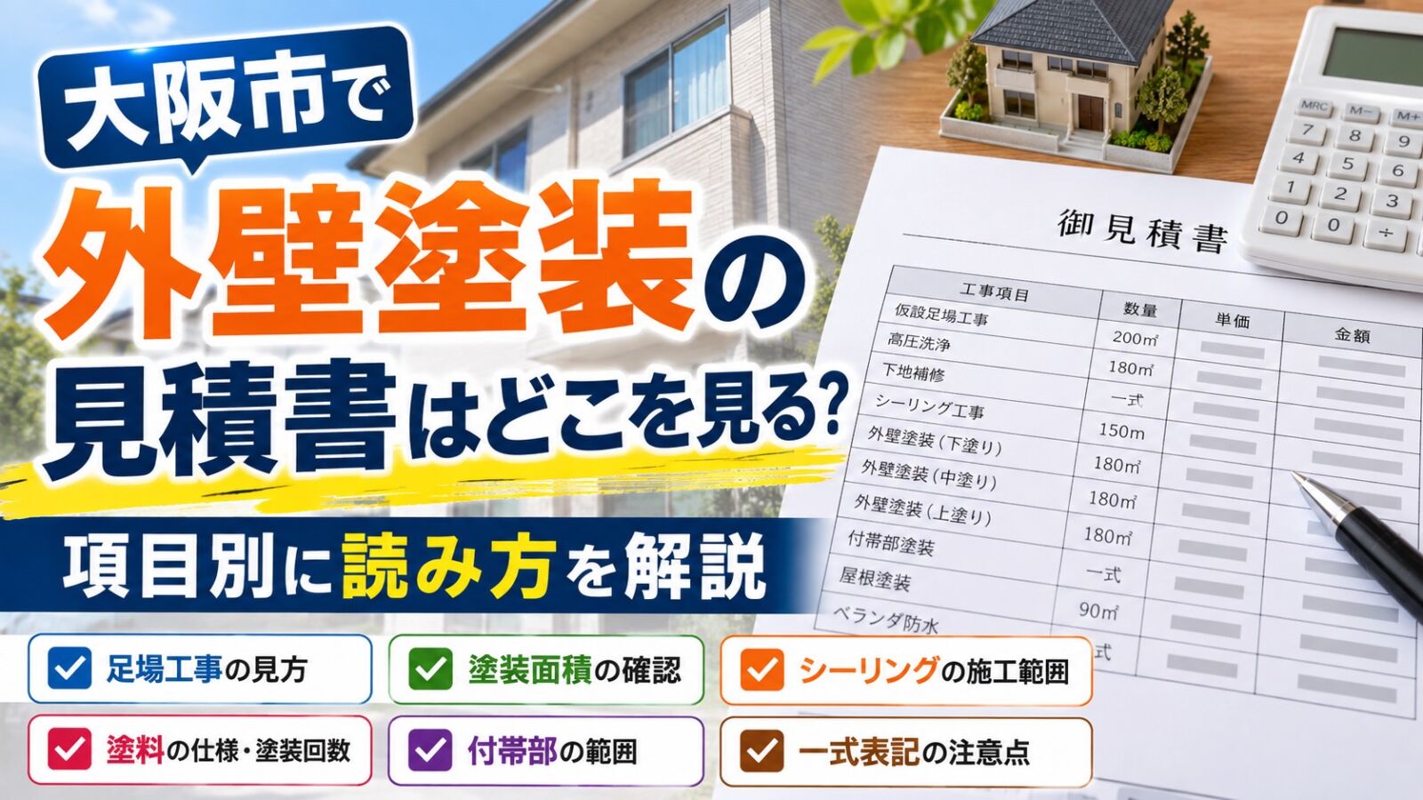 大阪市で外壁塗装の見積書の読み方と比較ポイントを解説するプロタイムズ大阪北店